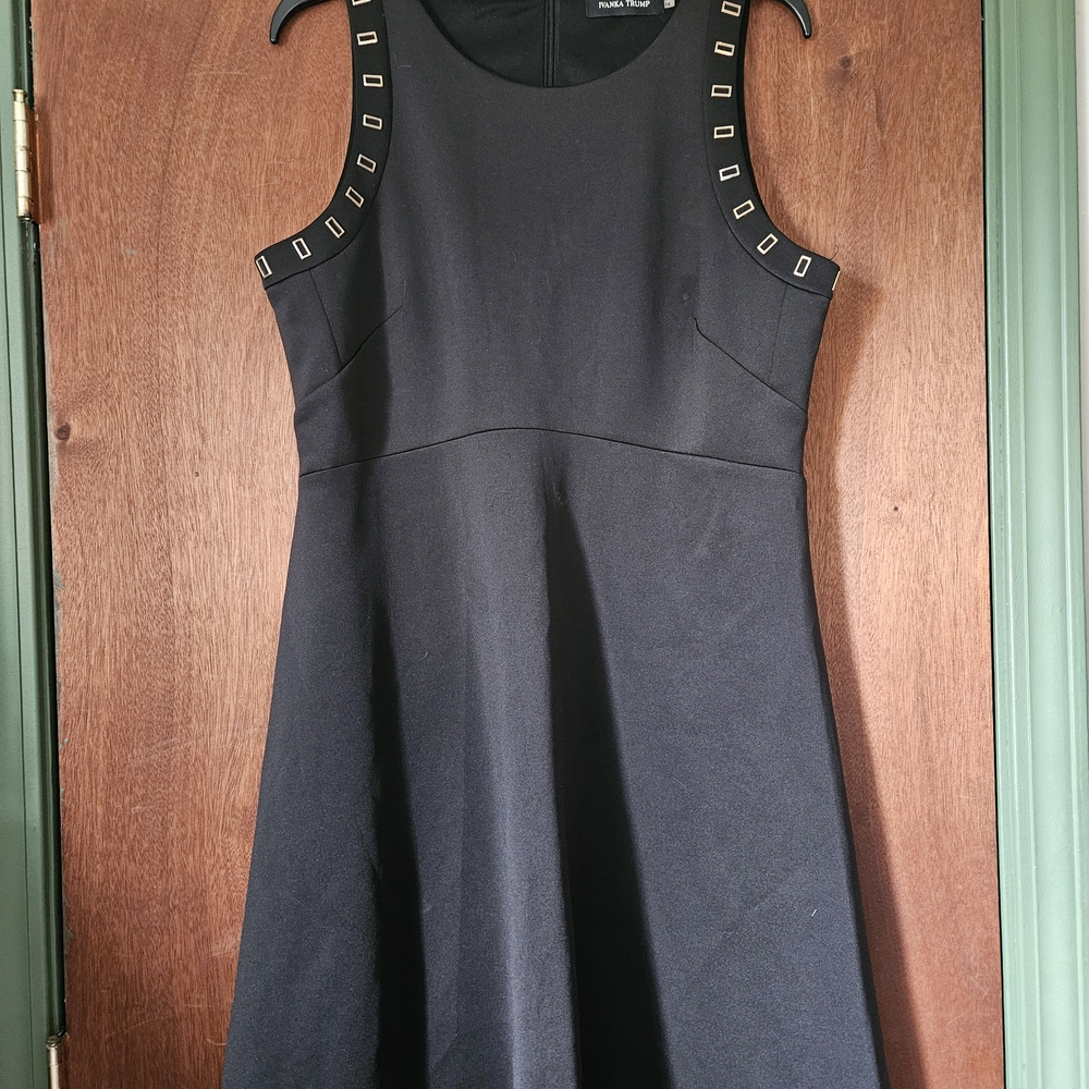 Ivanka Trump Black Mini Dress with Silver Accents